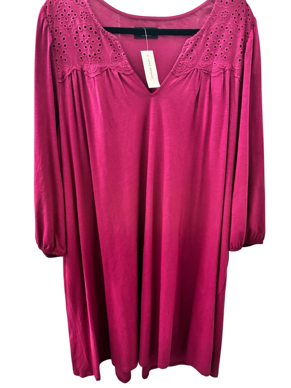 Lane Bryant Eyelet Yoke V-Neck Tunic Dress SZ 18/20 P:26” L:40”